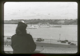 [Woman Observing Harbor, New York]