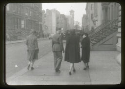 [Lux, Jeanne And Julia Feininger Walking Down Sidewalk, New York]