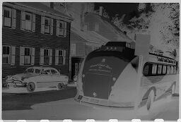 [Bus And Car Parked On Village Street, New England]