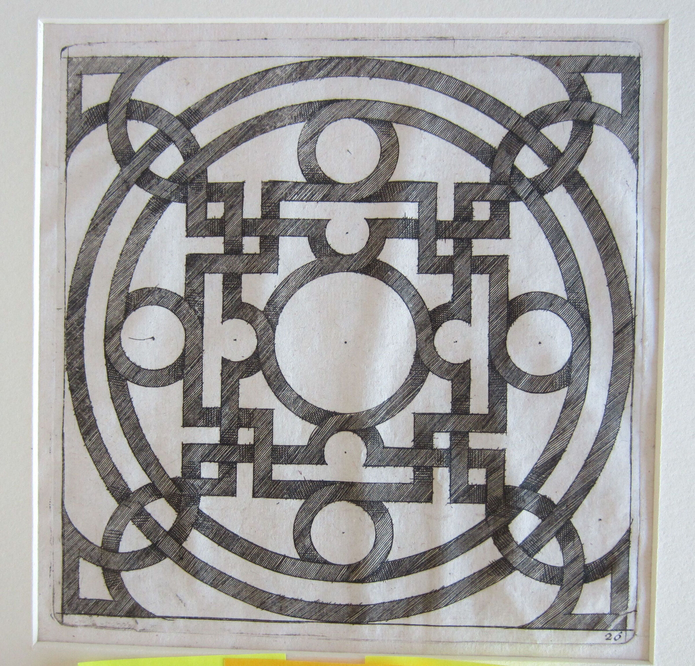 Interlace Centered By A Circle Linked To A Cross-Shaped Motif Within Two Large Linked Circles