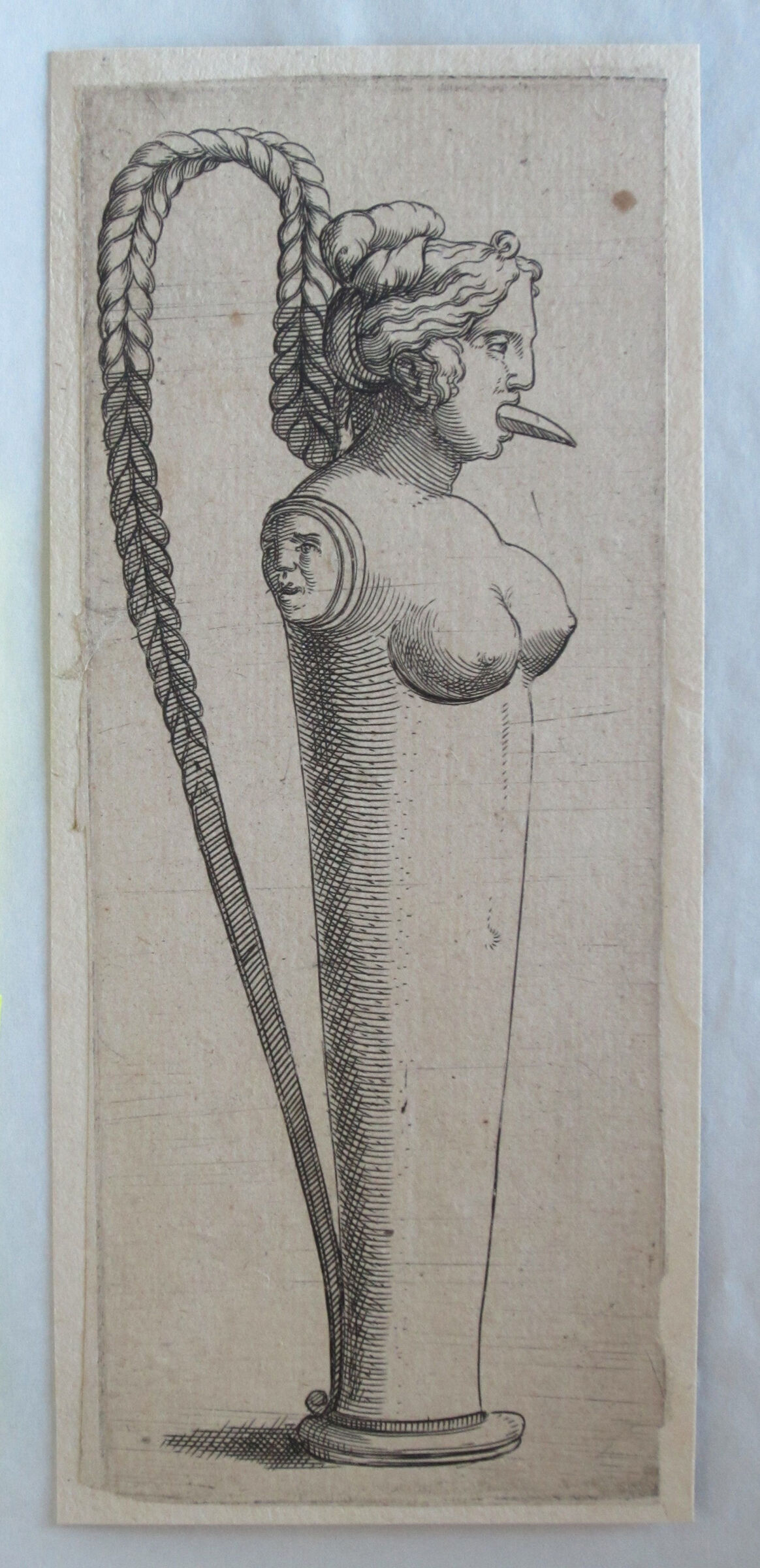Tall Covered Ewer In The Form Of A Nude Female, The Handle Her Braided Hair, The Spout Her Protruding Tongue