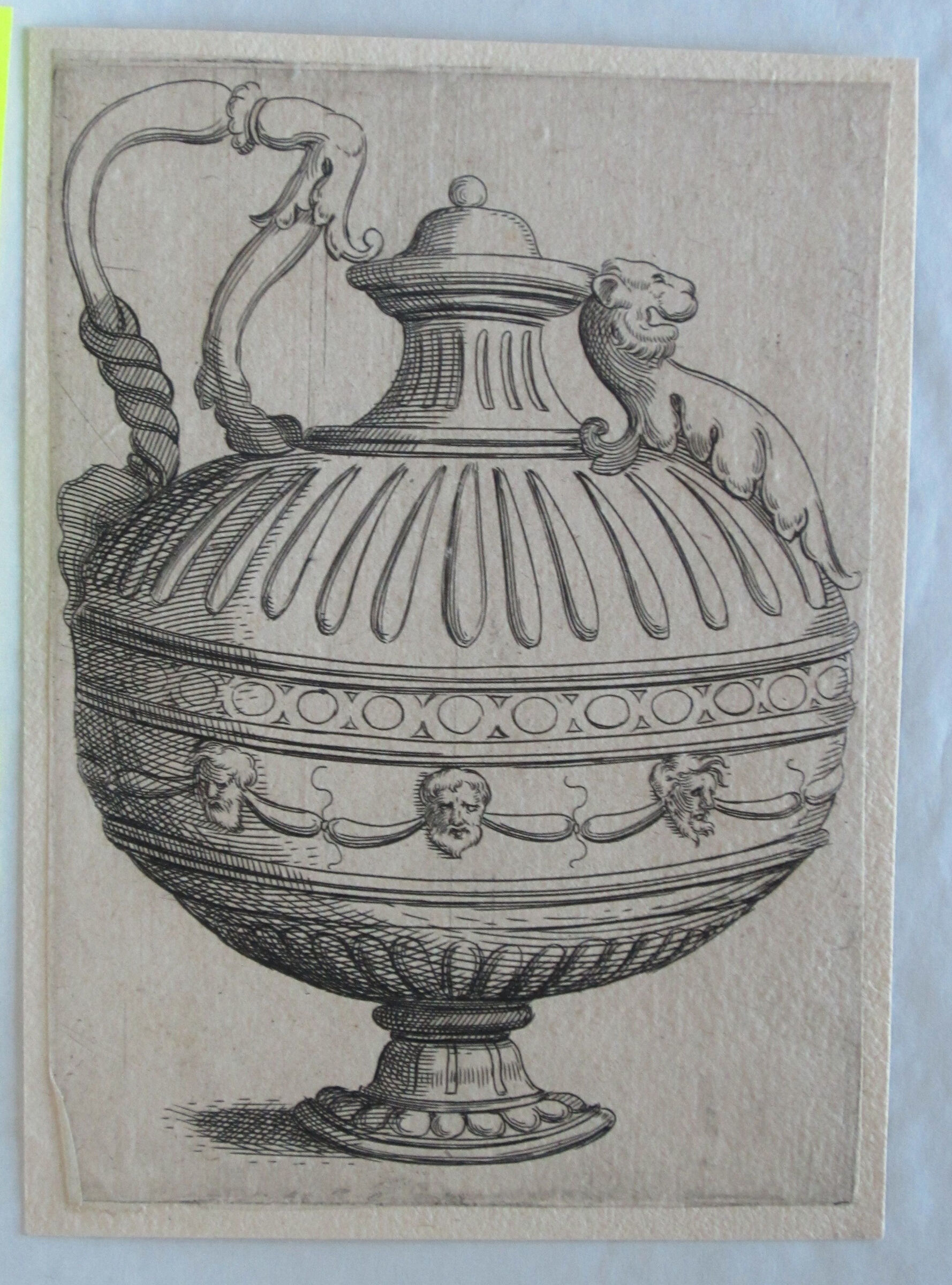 Covered Ewer With Gadrooning And The Heads Of Bearded Men, The Spout Formed By A Lion's Head