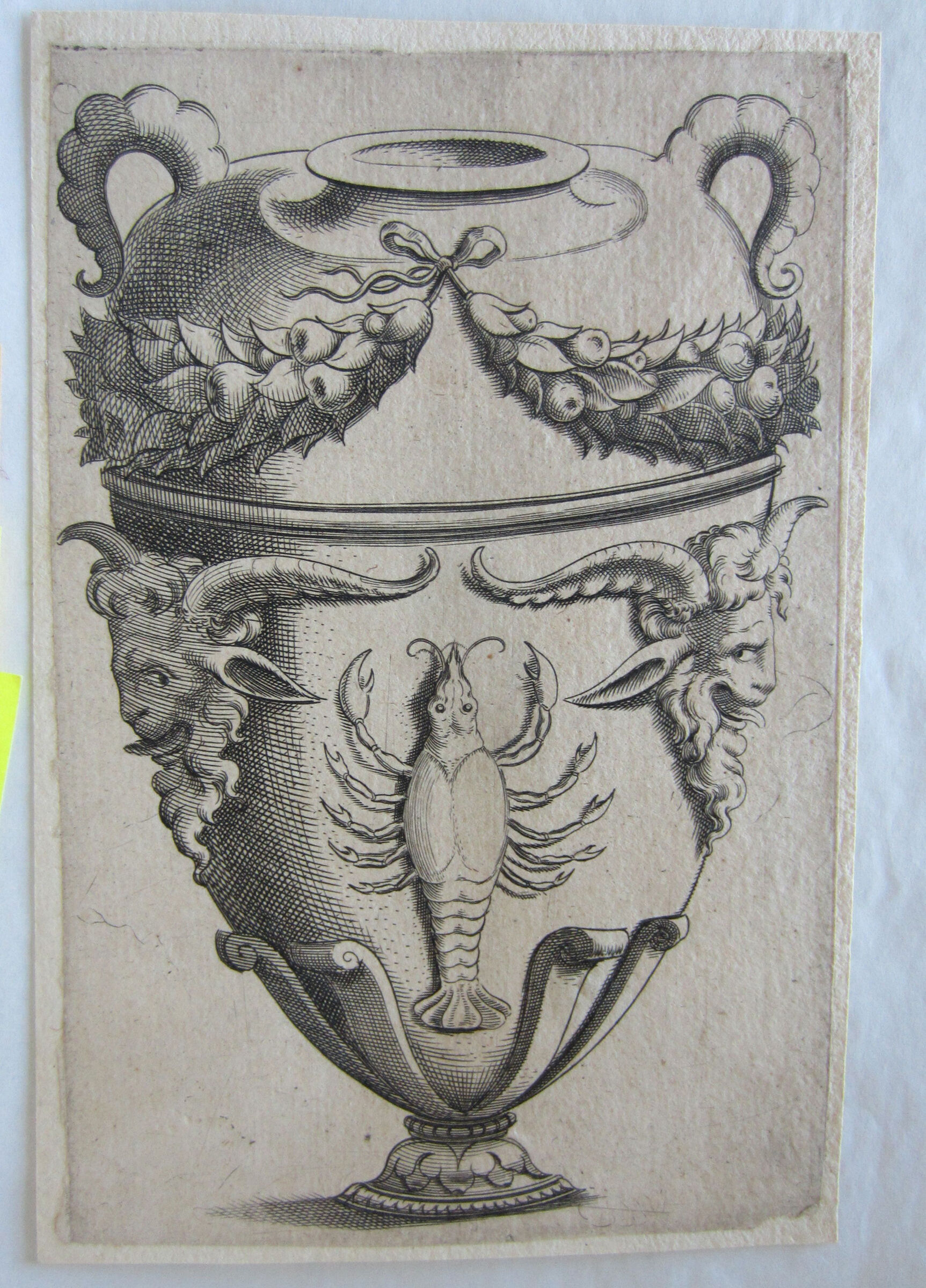 Vase With A Lobster, Satyrs' Heads, And Fruit Garlands