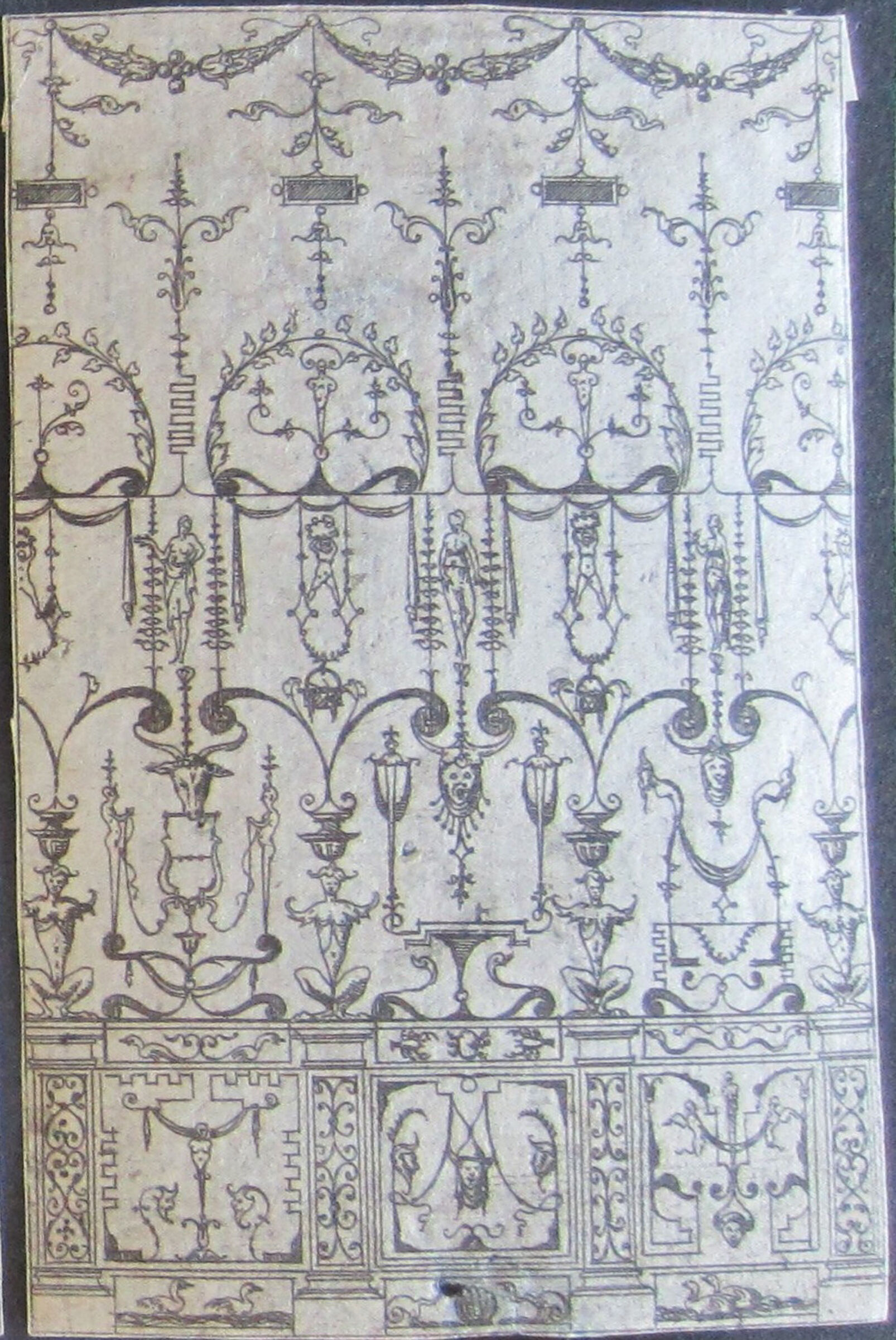 Grotesque With Bands Of Repeating Elements, Including Two Friezes With Swans At The Lowest Level