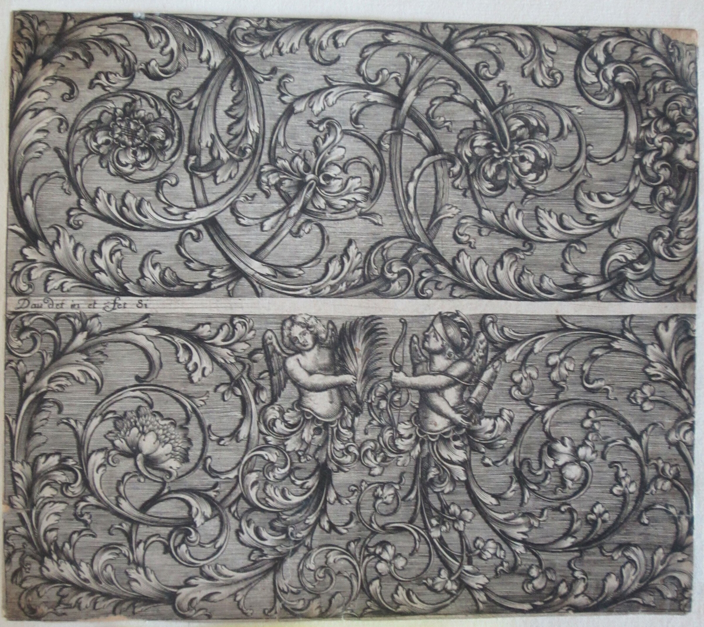 Two Foliate Moresque Friezes, The Lower One With An Archer Preparing To Shoot A Female Defending Herself With A Palm Frond