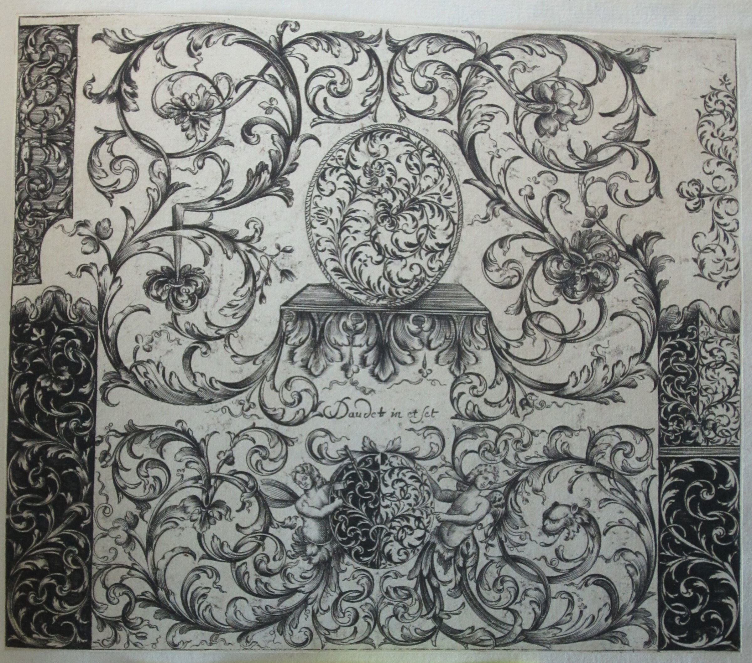 Six Moresque Designs, The Lower Left Border And The Lower Extent Of The Lower Right Border With Dark Backgrounds