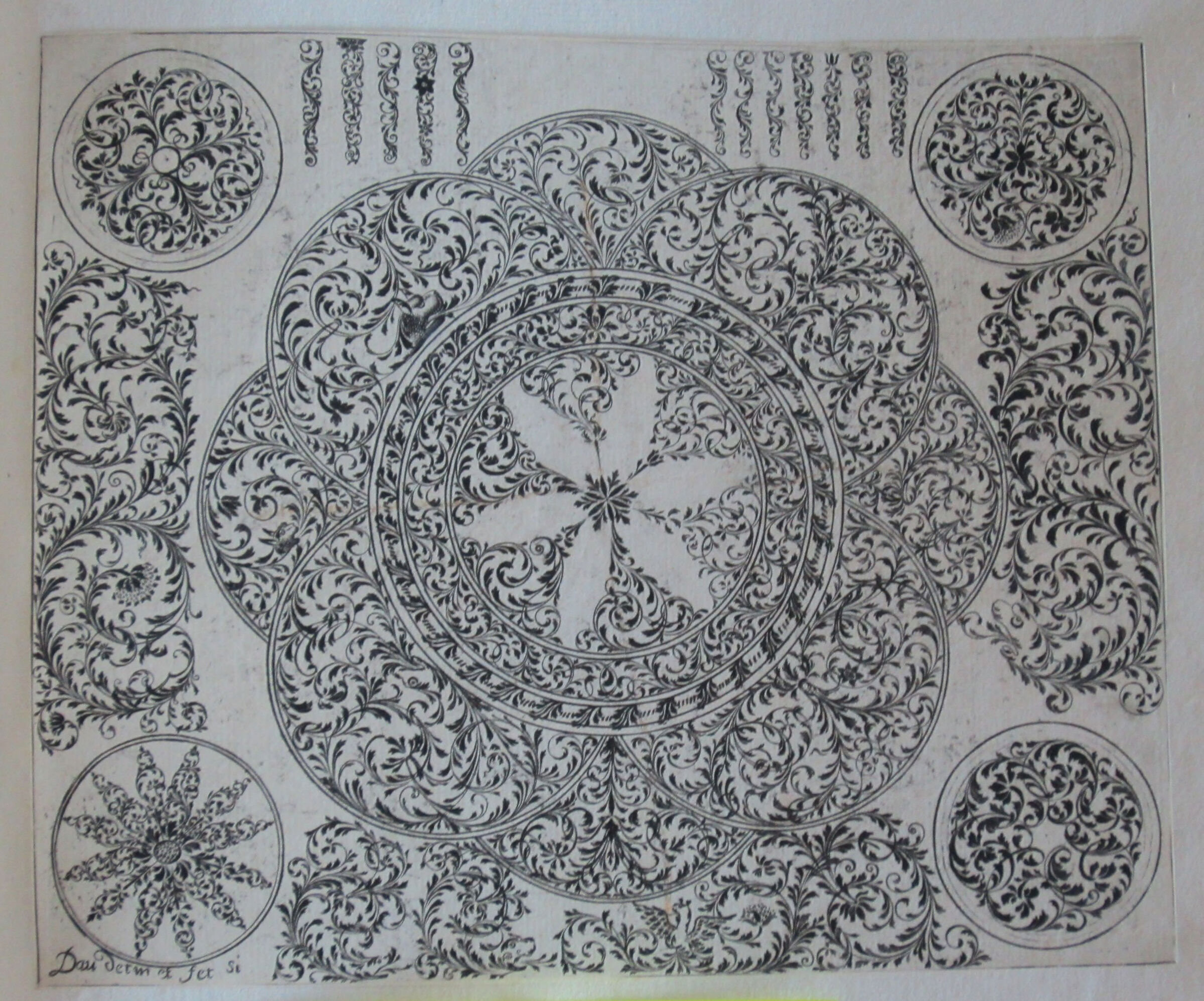 Foliate Moresque Designs Centered By A Large Lobed Circle With A Six-Petaled Motif At Its Center