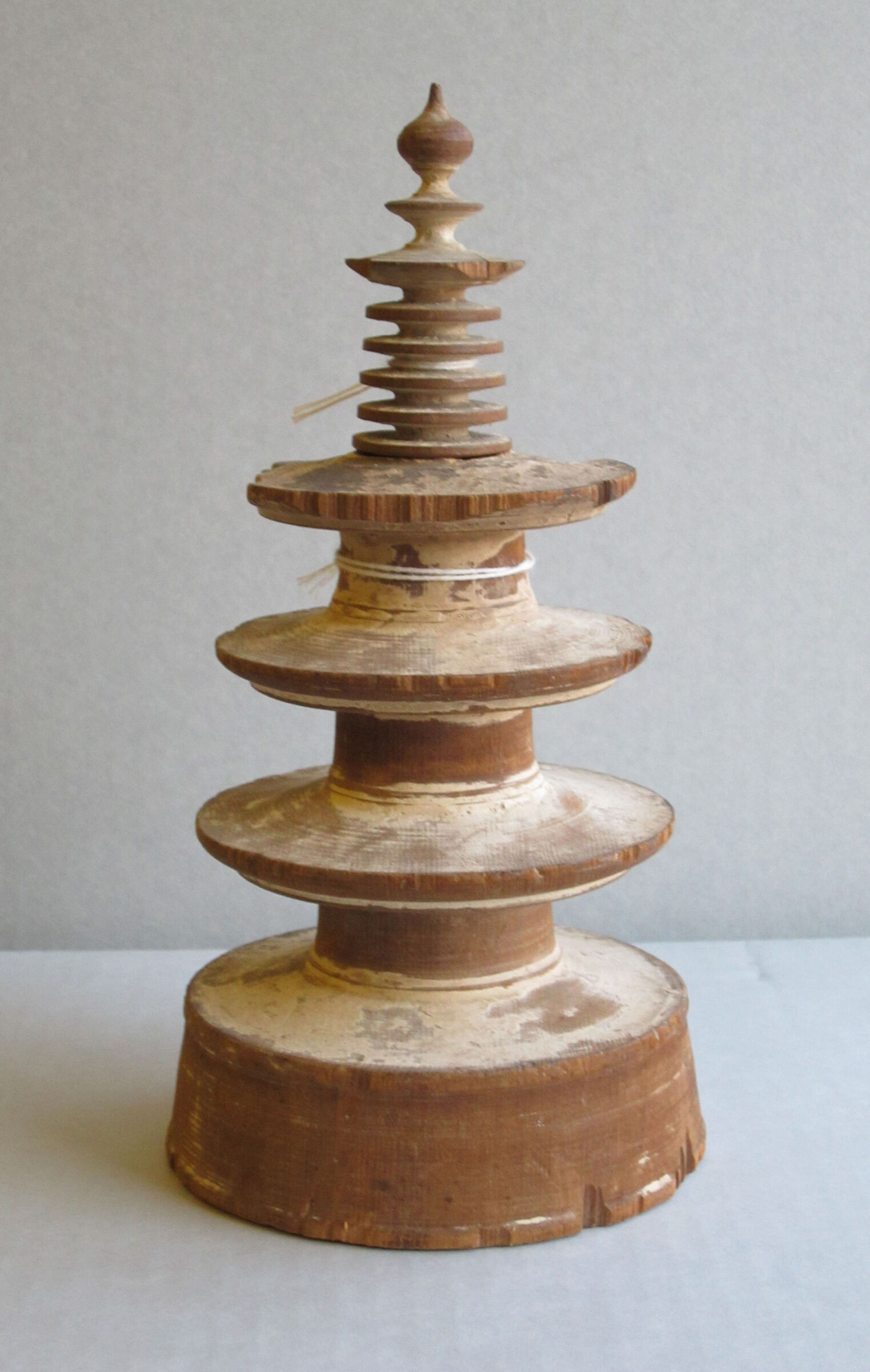 Miniature Wood Stupa With Dharani, One Of A Set Known As The 