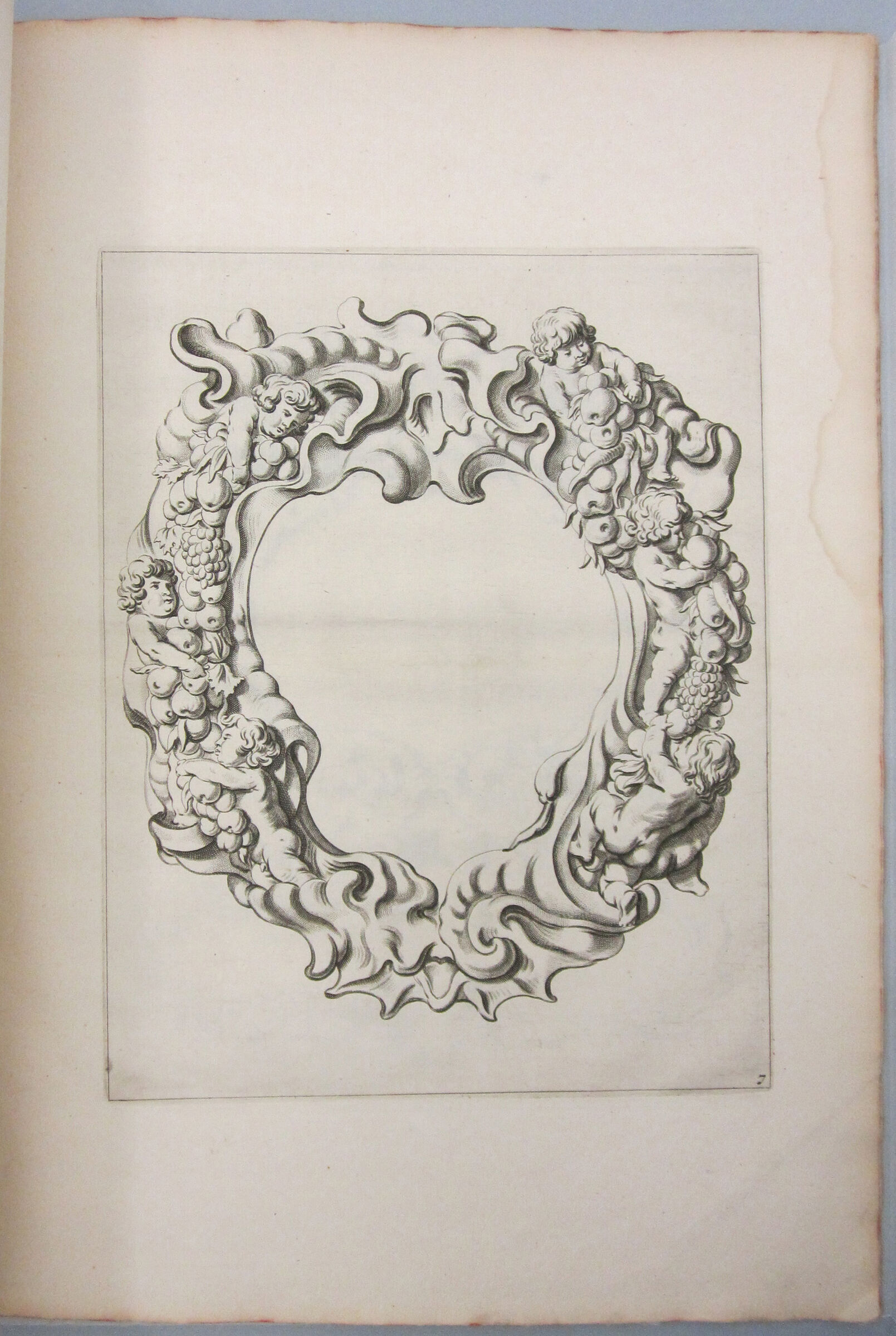 Auricular Cartouche With Six Putti Clasping Fruit Garlands At The Sides