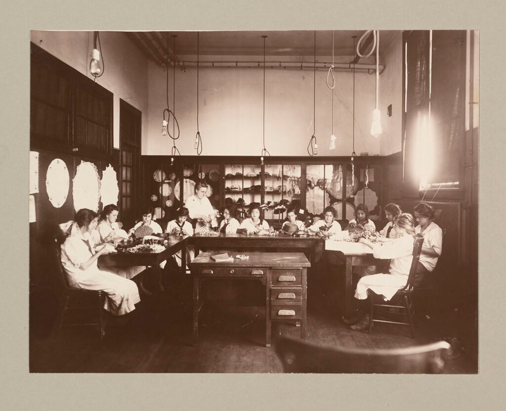 Charity, Children: United States. New York. Pleasantville. Hebrew Sheltering Guardian Society: Hebrew Sheltering Guardian Society Orphan Asylum, Pleasantville, New York: Millinery And Art Classes In The Girls' Technical School.