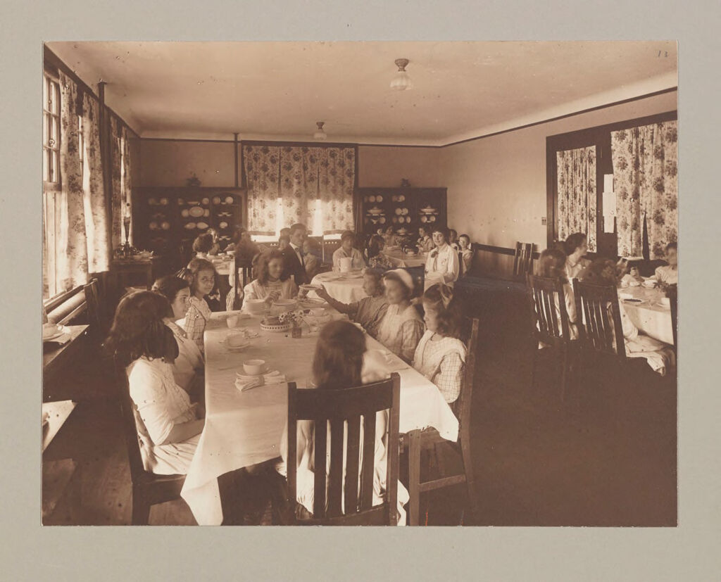 Charity, Children: United States. New York. Pleasantville. Hebrew Sheltering Guardian Society: Hebrew Sheltering Guardian Society Orphan Asylum, Pleasantville, New York: The Children And Staff Eat In The Same Dining-Room At Family Tables.
