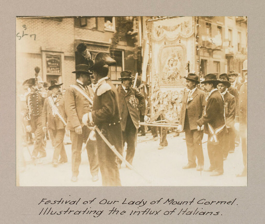 Social Settlements: United States. New York. New York City. Union Settlement: Union Settlement, New York City.: Festival Of Our Lady Of Mount Carmel. Illustrating The Influx Of Italians.