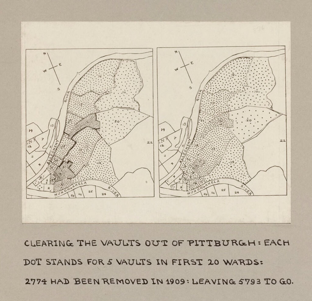 Housing, Conditions: United States. Pennsylvannia. Pittsburgh. Houses; Streets; Yards: Housing Conditions, Pittsburgh. Pa.:  Clearing The Vaults Out Of Pittsburgh.