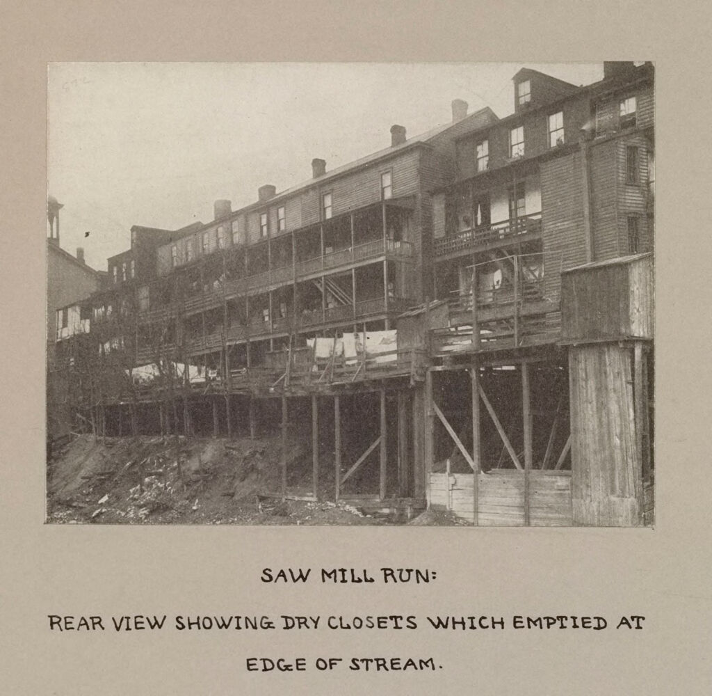 Housing, Conditions: United States. Pennsylvannia. Pittsburgh. Houses; Streets; Yards: Housing Conditions, Pittsburgh. Pa.:  Saw Mill Run.