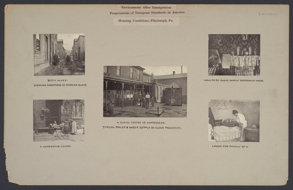 Housing, Conditions: United States. Pennsylvannia. Pittsburgh. Houses; Streets; Yards: Environment After Immigration, Perpeptuation Of European Standards In America: Housing Conditions, Pittsburgh. Pa.