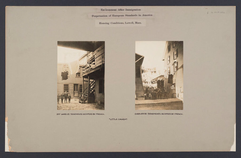 Housing, Conditions: United States. Massachusetts. Lowell. Tenements In French, Greek, And Polish Districts: Envirionment After Immigration, Perpetuation Of European Standards In America, Housing Conditions, Lowell, Mass.: 