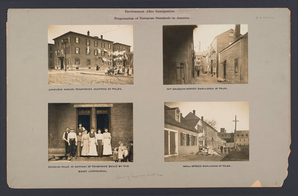 Housing, Conditions: United States. Massachusetts. Lowell. Tenements In French, Greek And Polish Districts: Environment After Immigration, Perpetuation Of European Standards In America