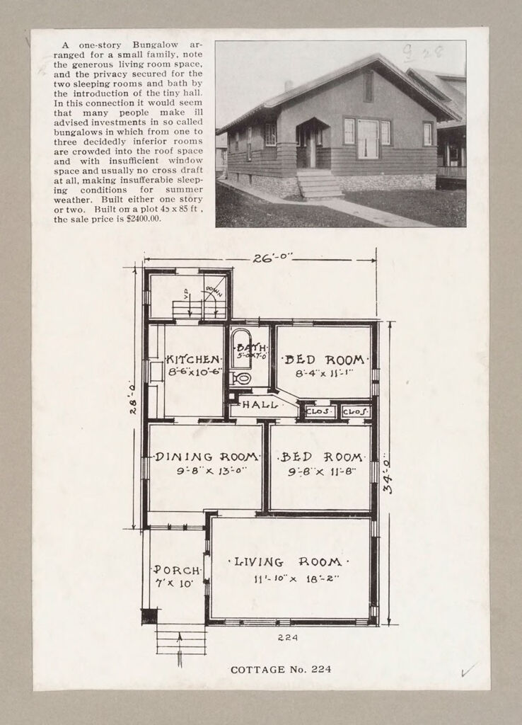 Housing, Industrial: United States. New York. Albany: Methods In Cheap Construction Of Dwellings: Frame And Stucco Construction: Albany Home Building Co.: Plan 2.