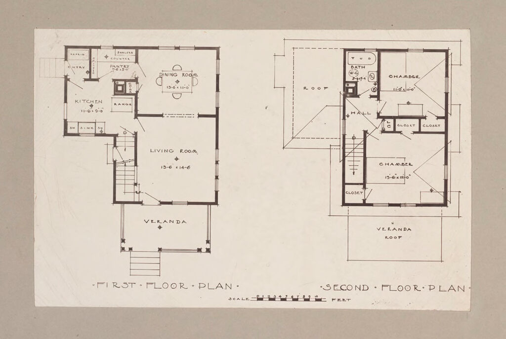 Housing, Industrial: United States. Massachusetts. Framingham. Dennison Manufacturing Company: Industrial Housing, Detached Dwellings Frame Constrruction: Dennison Manufacturing Company, Framingham, Massachusetts: Floor Plan 1.
