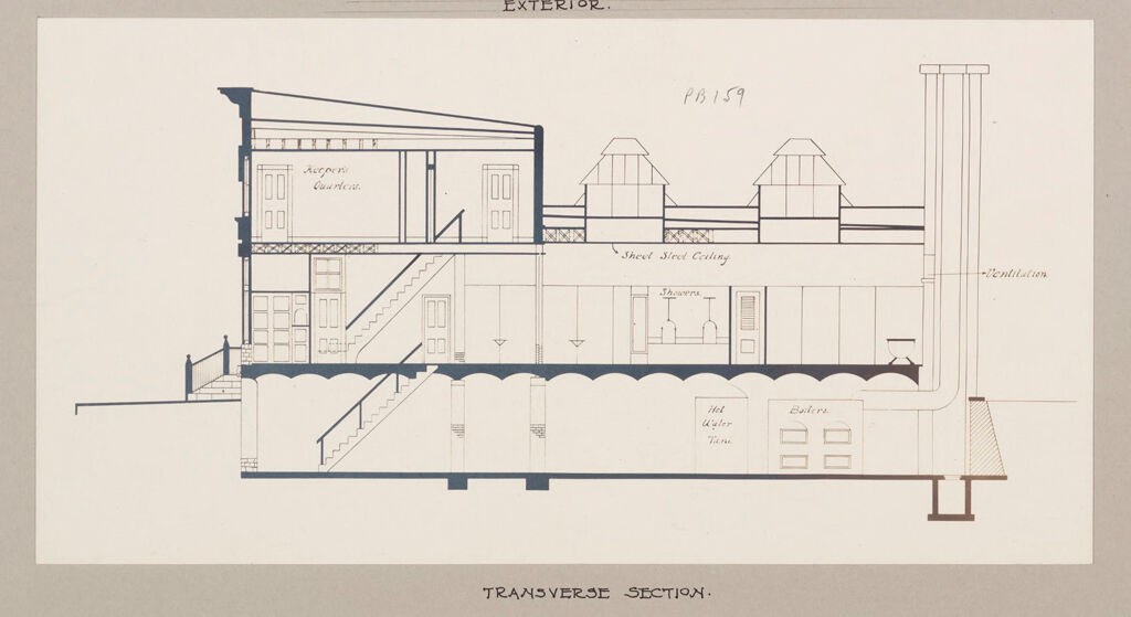 Health, Baths: United States. New York. Yonkers. Municipal Bath Number 2: Public Baths In The United States: Municipal Bath Number 2. Yonkers, New York: Transverse Section.