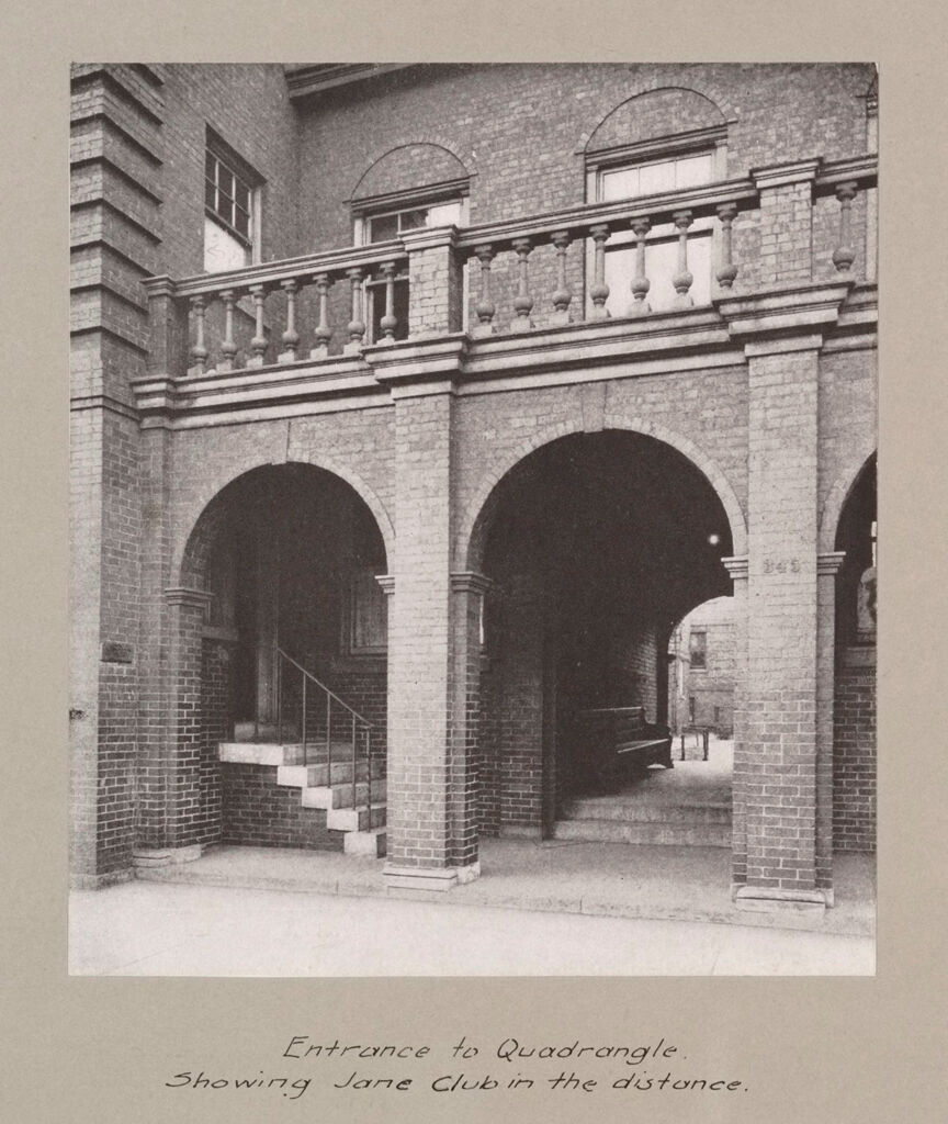 Social Settlements: United States. Illinois. Chicago. Hull House: Hull House, Chicago, Ill.: Entrance To Quadrangle. Showing Jane Club In The Distance.