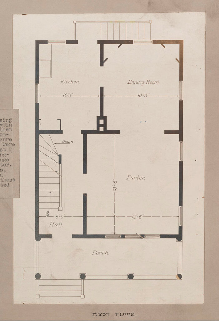 Industrial Problems, Welfare Work: United States. New York. Coldspring. J.b. & J.m. Cornell Company: Industrial Betterment In The United States. Housing Of Working People By Employers. J.b. & J.m. Cornell  Company, Coldspring, New York. House For Employees, Plan A: First Floor