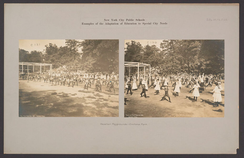Recreation, Parks And Playgrounds: United States. New York. New York City. Crotona Park, Vacation Playground: New York City Public Schools. Examples Of The Adaptation Of Education To Special City Needs: Vacation Playgrounds - Crotona Park.