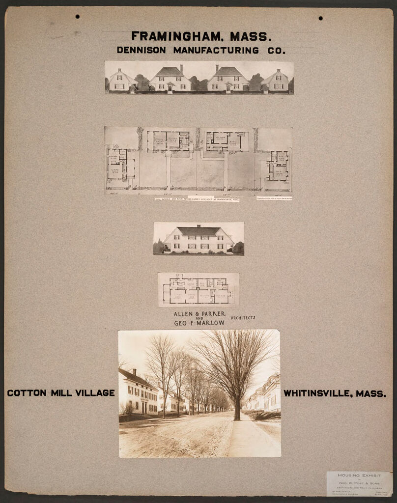 Housing, Improved: United States. Massachusetts. Housing Exhibit Of Geo. B. Post & Sons: Framingham, Mass., Dennison Manufacturing Co.: Allen & Parker And Geo. F. Marlow, Architects: Cotton Mill Village. Whitinsville, Mass.