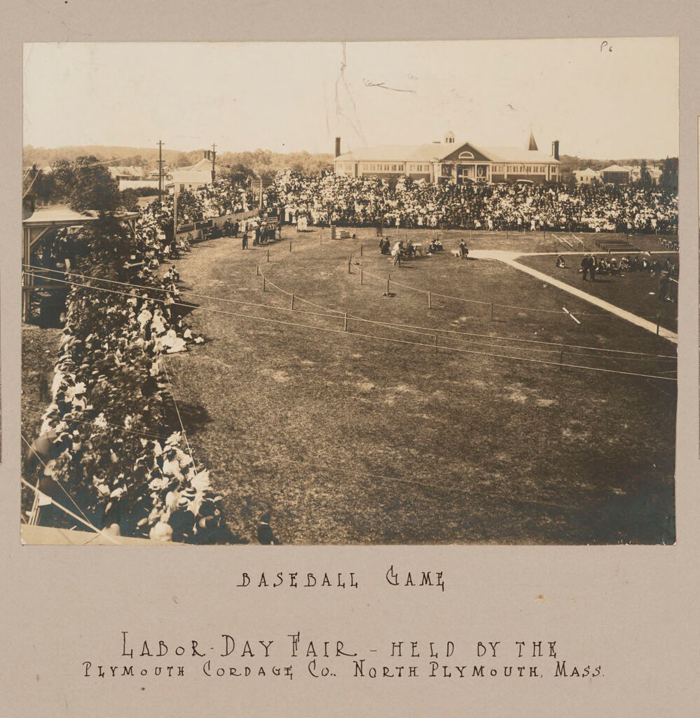 Industrial Problems, Welfare Work: United States. Massachusetts. North Plymouth. Plymouth Cordage Company: Plymouth Cordage Company, North Plymouth, Mass. Provision Of Recreational Facilities For Employees. Labor Day Fair - Held By The  Plymouth Cordage Co., North Plymouth, Mass.: Baseball Game.