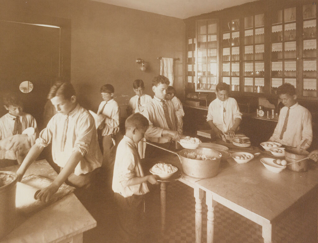 Charity, Children: United States. New York. Pleasantville. Hebrew Sheltering Guardian Society: Hebrew Sheltering Guardian Society Orphan Asylum, Pleasantville, New York: The Boys And Girls Do All The Cooking In Their Cottages.