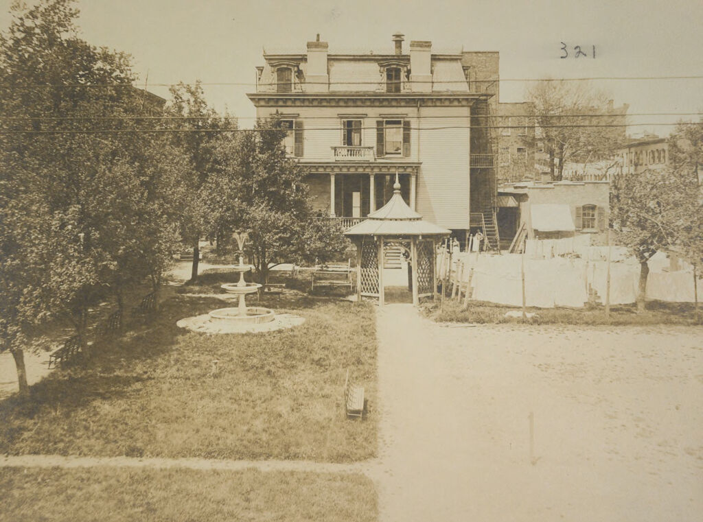 Charity, Hospitals: United States. New York. New York City. Harlem Hospital, Manhattan: Harlem Hospital, Manhattan (New York City Almshouse System): Side View And Yard
