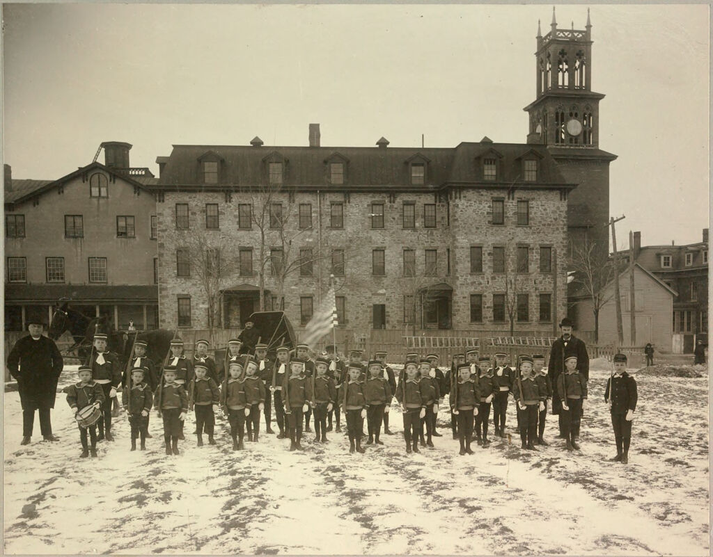 Charity, Hospitals: United States. New York. Ogdensburg. City Hospital And Orphanage: Grey Nuns Of The Cross: City Hospital And Orphanage, Ogdensburg, N.y. (Under The Direction Of The Grey Nuns Of The Cross): South View Of Orphanage, Wadham's And Gabriel's Cadets.