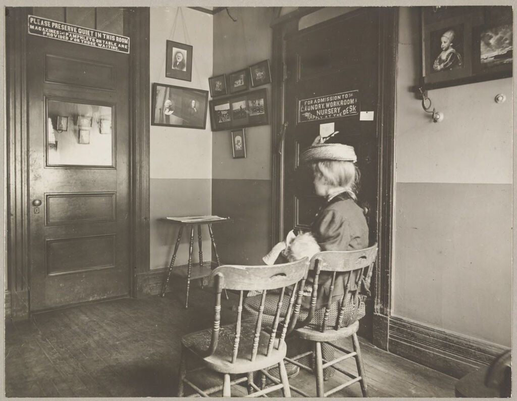 Charity, Organizations: United States. New York. Brooklyn. Bureau Of Charities: Bureau Of Charities, Brooklyn, N.y.: 69 Shermerhorn Street.: Corner Of Waiting Room At Central Office.