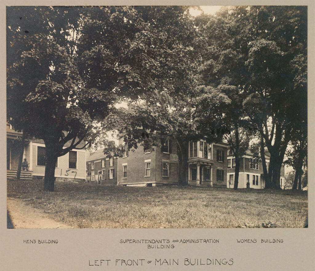 Charity, Public: United States. New York. Sprakers. Montgomery County Almshouse: Almshouses Of Montgomery County, N.y.: Left Front Of Main Buildings: Men's Building; Superintendant's And Administration Building; Women's Building
