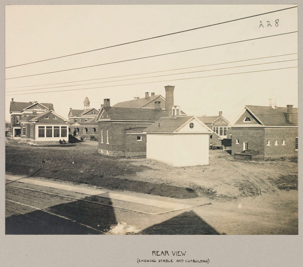 Charity, Public: United States. New York. Schenectady. Schenectady County Almshouse: Almshouses Of Schenectady County, N.y.: Rear View (Showing Stable And Outbuilding)