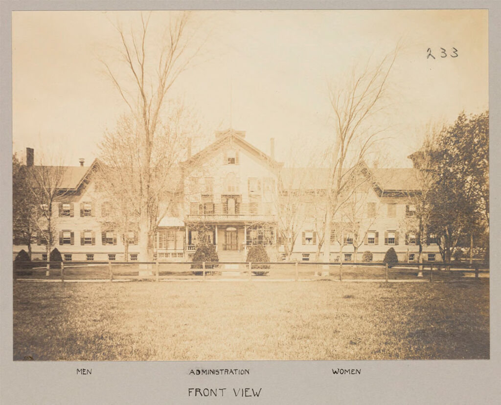Charity, Public: United States. New York. Yaphank. Suffolk County Almshouse: Almshouses Of Suffolk County, N.y.: Front View: Men; Administration; Women