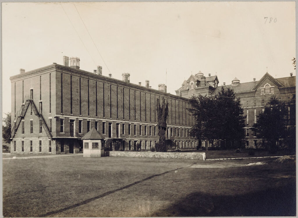 Crime, Children, Reform Schools: United States. New York. Rochester. State Industrial School: State Industrial School, Rochester, N.y.: 2Nd Division Boys' Dormitory: Rear View