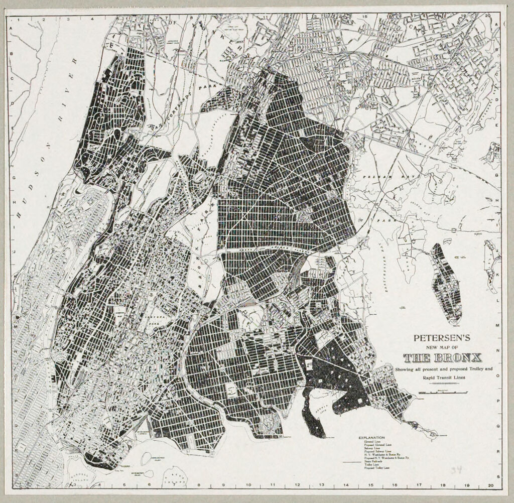 Government, City: United States. New York. New York City: Heights Of Buildings, New York City: Unimproved Property In Outlying Parts Of New York City. Black Represents Vacant Land. By Means Of Special Laws Governing Districting Of Such Areas The Municipality May Keep This Land From Being Used In Ways Detrimental To Public Interest. (Source: Report Of The Heights Of Buildings Commission...new York, 1913.)