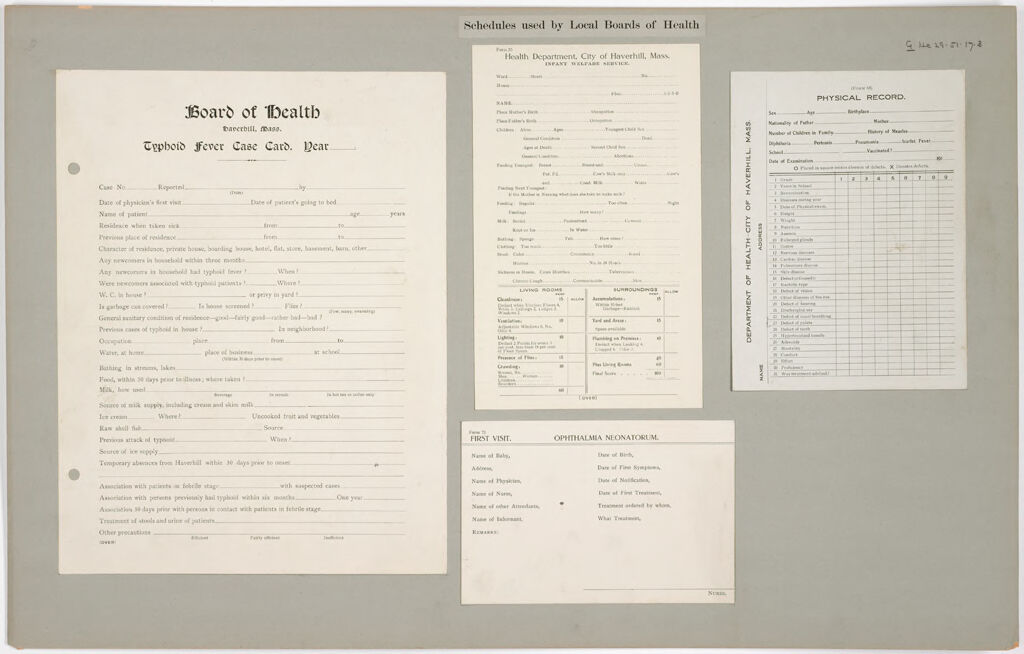 Health, General: United States. Massachusetts. Haverhill: Schedules Used By Local Boards Of Health