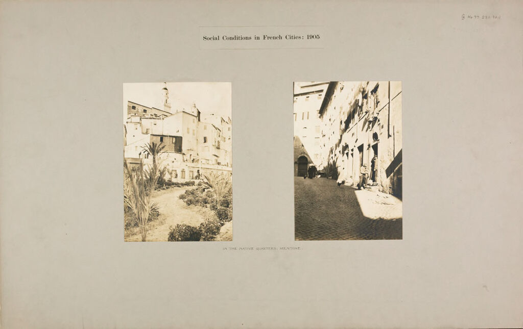 Housing, Conditions: France. Mentone. Native Quarter: Social Conditions In French Cities: 1905: In The Native Quarters; Mentone.
