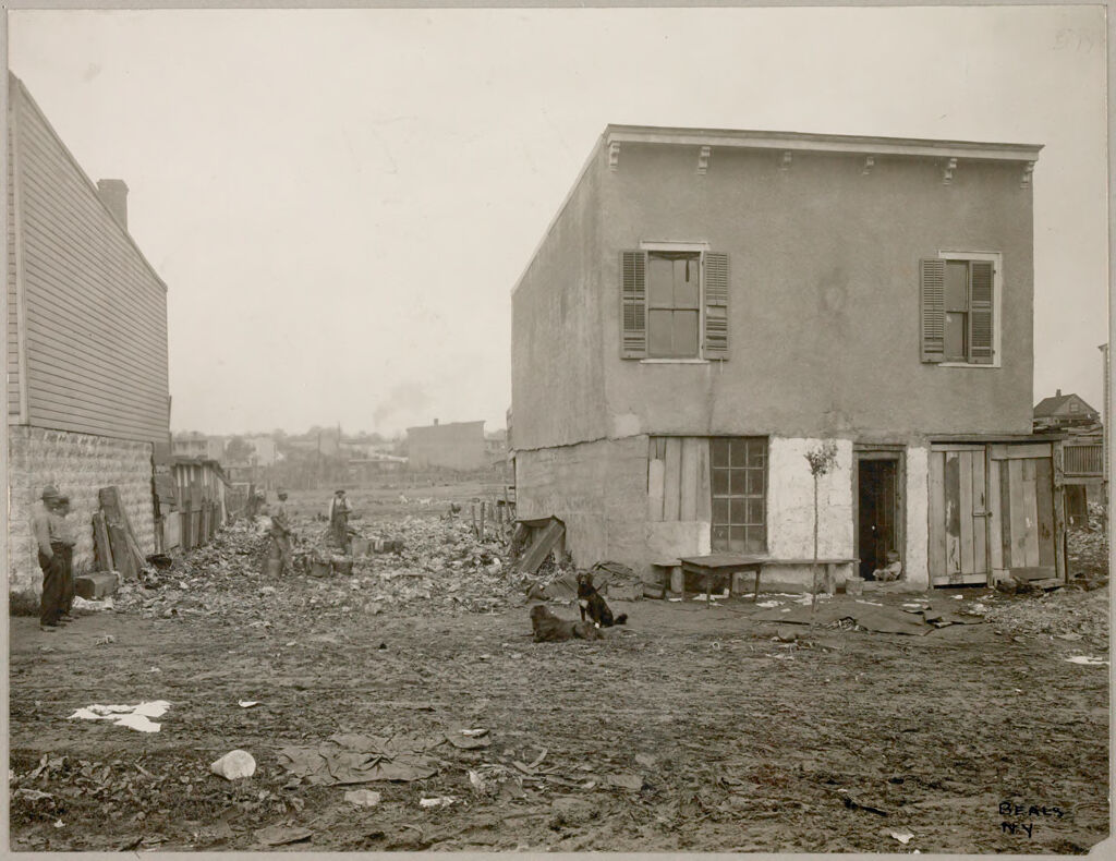 Housing, Conditions: United States. New Jersey. Newark: Housing Conditions In Newark, New Jersey: Shacks Erected On Unbuilt Streets Near The City Line. Land Between Houses Is Being Filled With Waste Paper And Garbage.