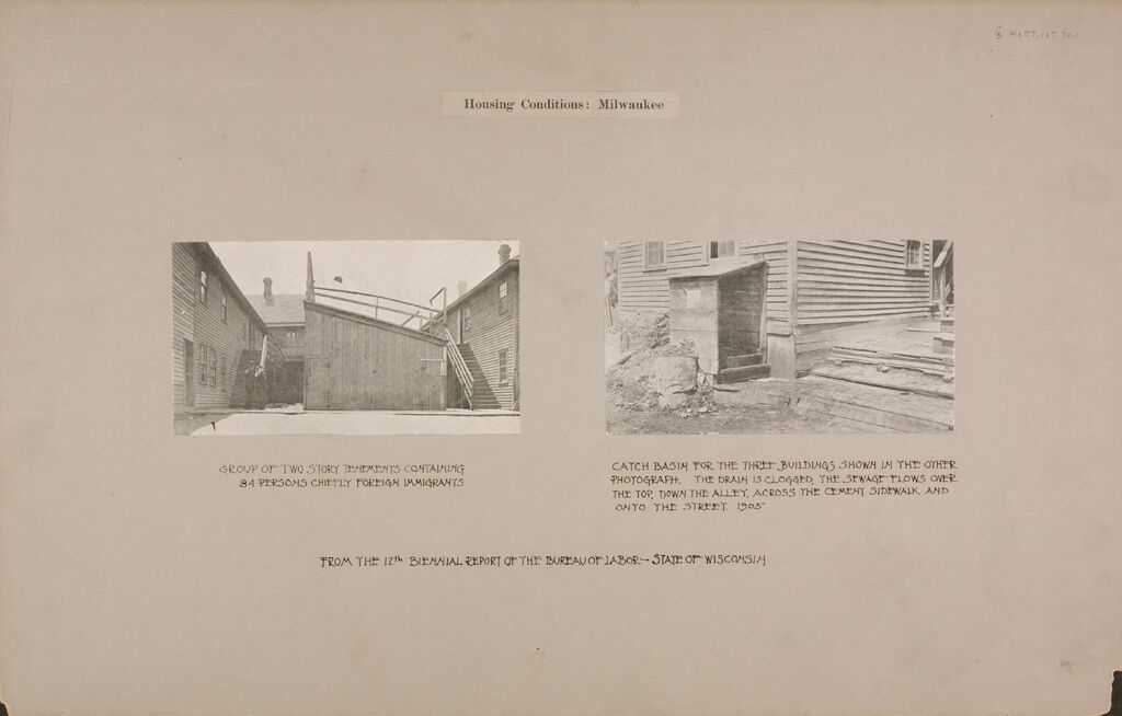 Housing, Conditions: United States. Wisconsin. Milwaukee. Tenements: Housing Conditions: Milwaukee: From The 12Th Biennial Report Of The Bureau Of Labor - State Of Wisconsin