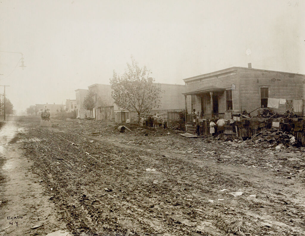 Housing, Conditions: United States. New Jersey. Newark: Housing Conditions In Newark, New Jersey: Shacks Erected On Unbuilt Streets Near The City Line. Land Between Houses Is Being Filled With Waste Paper And Garbage.