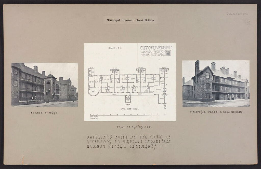 Housing, Improved: Great Britain, England. Liverpool. Housing Conditions And Improvements: Municipal Housing: Great Britain: Dwellings Built By The City Of Liverpool To Replace Insanitary Hornby Street Tenements...