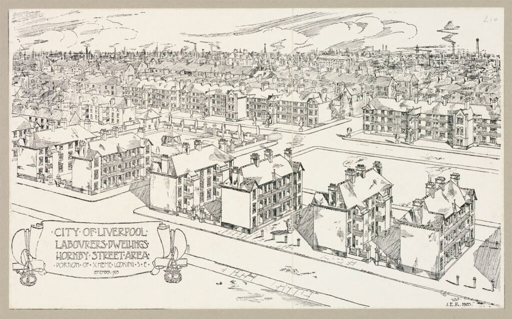 Housing, Improved: Great Britain, England. Liverpool. Housing Conditions And Improvements: Municipal Housing: Great Britain: City Of Liverpool, Labourers Dwellings, Hornby Street Area