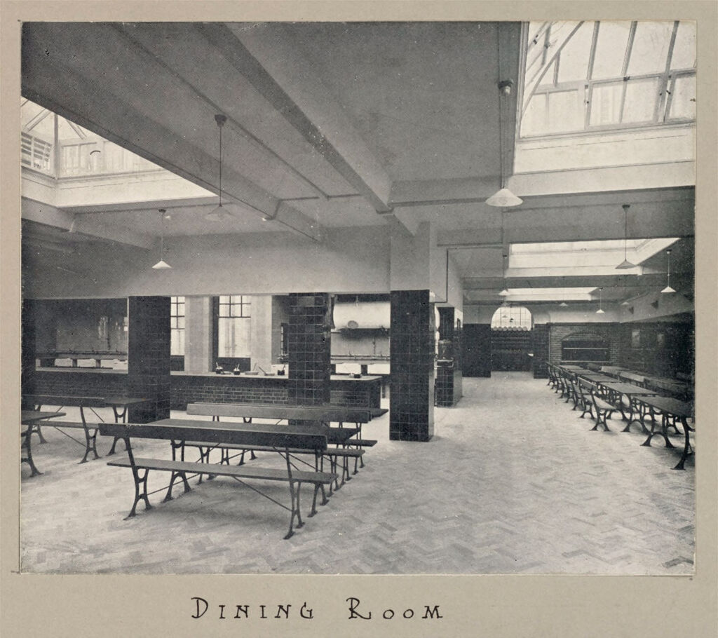 Housing, Improved: Great Britain, England. London. Carrington House: Municipal Housing: Great Britain: Lodging House For Men - Errected By The London County Council, Carrington House, Deptford, London: Dining Room