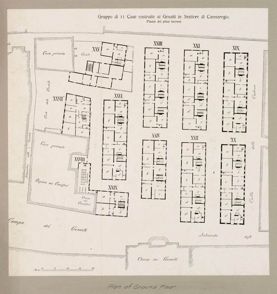 Housing, Improved: Italy: Venice: Municipal Tenements: Improved Housing: Italy: Eleven Houses - Ai Gesuiti (Sestiere Di Cannaregio): Model Tenement Houses, Erected In Venice By The Municipality: Plan Of Ground Floor