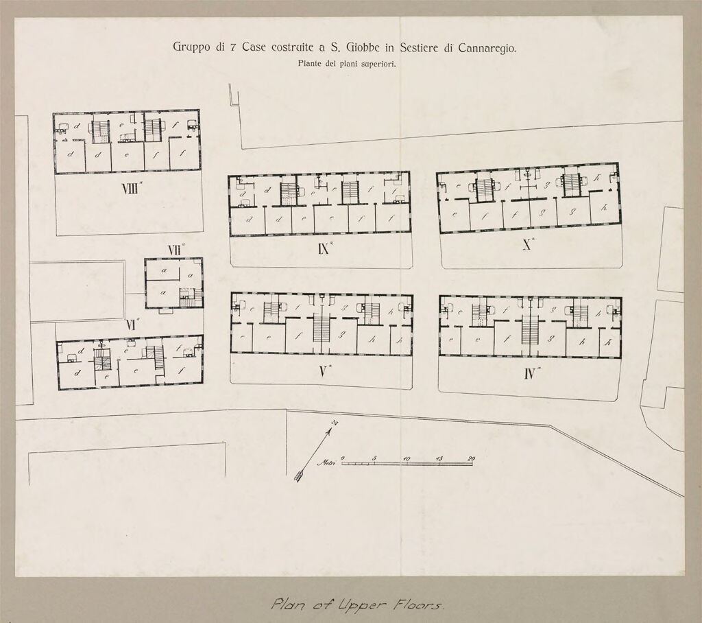 Housing, Improved: Italy: Venice: Municipal Tenements: Improved Housing: Italy: Seven Houses - A S. Giobbe. (Sestiere Di Cannaregio) Model Tenement Houses Erected In Venice By The Municipality: Plan Of Upper Floors