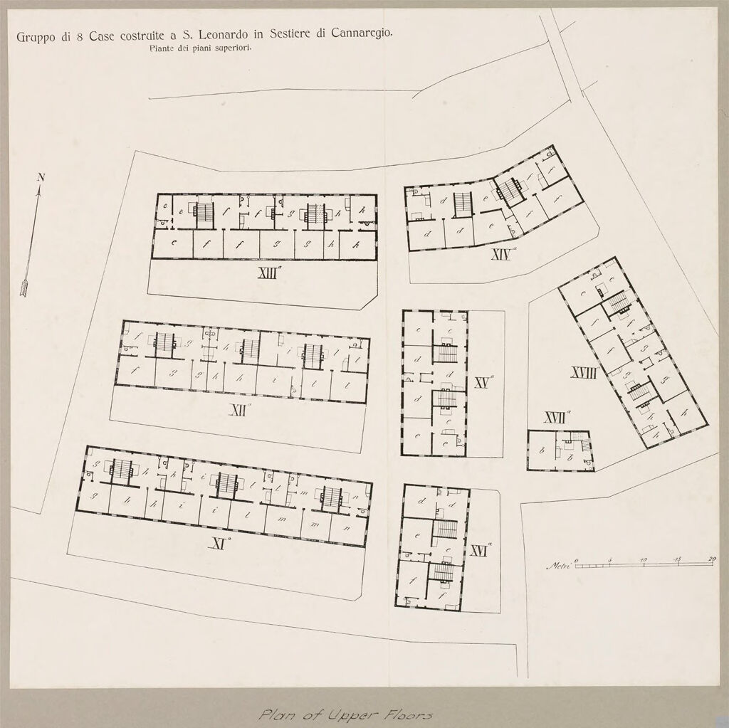 Housing, Improved: Italy: Venice: Municipal Tenements: Improved Housing: Italy: Eight Houses - A S. Leonardo (Sestiere Di Cannaregio): Model Tenement Houses, Erected In Venice By The Municipality: Plan Of Upper Floors