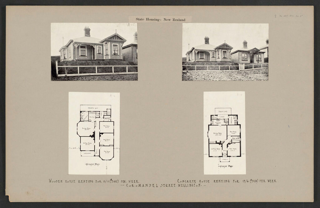 Housing, Improved: New Zealand. Wellington. Cottages Erected By The Government (Minister Of Labour): State Housing: New Zealand: Coromandel Street Wellington.